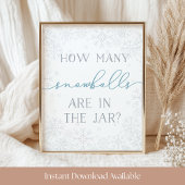 Winter Baby Shower Guessing Game Sign ポスター