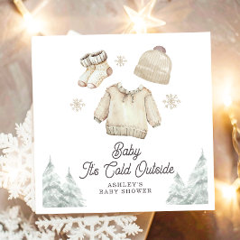 Winter Baby Shower It's Cold Outside Unisex Snow スタンダードカクテルナプキン