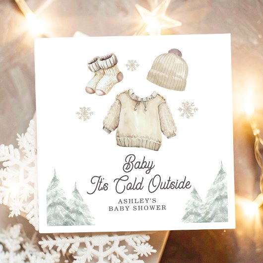 Winter Baby Shower It's Cold Outside Unisex Snow スタンダードカクテルナプキン