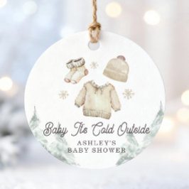 Winter Baby Shower It's Cold Outside Unisex Snow フェイバータグ
