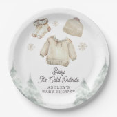 Winter Baby Shower It's Cold Outside Unisex Snow ペーパープレート (正面)