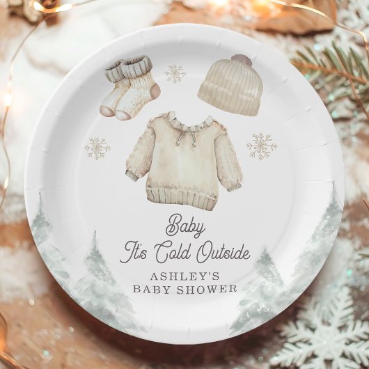Winter Baby Shower It's Cold Outside Unisex Snow ペーパープレート