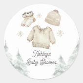 Winter Baby Shower It's Cold Outside Unisex Snow ラウンドシール (正面)