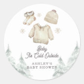 Winter Baby Shower It's Cold Outside Unisex Snow ラウンドシール (正面)