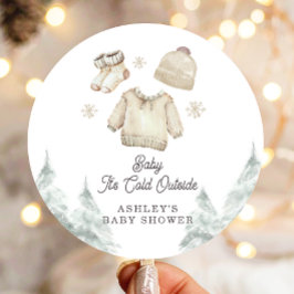 Winter Baby Shower It's Cold Outside Unisex Snow ラウンドシール