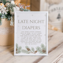 Winter Baby Shower Late Night Diapers Party Game ポスター