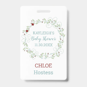 Winter Baby Shower Name Tag for Hostss or Guest バッジ