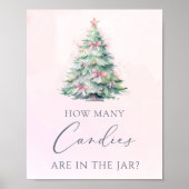 Winter baby shower pink Guess how many candies ポスター (正面)