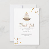 Winter baby shower rustic tree サンキューカード (正面)