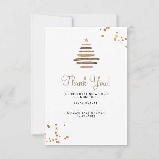 Winter baby shower rustic tree  サンキューカード (正面)