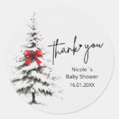Winter Baby Shower Thank You – Editable Text ラウンドシール (正面)