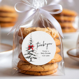 Winter Baby Shower Thank You – Editable Text ラウンドシール