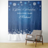 Winter Baby Shower Welcome Baby banner backdrop タペストリー (インサイチュ)