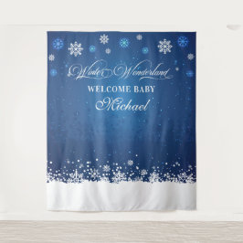 Winter Baby Shower Welcome Baby banner backdrop タペストリー