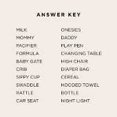 Winter Baby Shower Word Scramble Game Card アドバイスカード