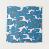 Winter background with deers ( seamless pattern)an タペストリー (正面(横))
