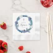 winter Baptism blue wreath Paper 縁ありカクテルナプキン (インサイチュ)
