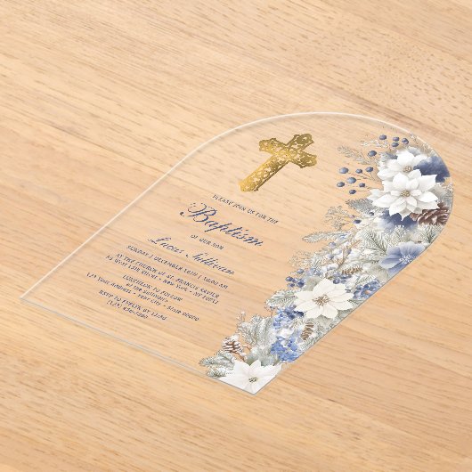 Winter Baptism Clear アクリル招待状 (レイダウン)