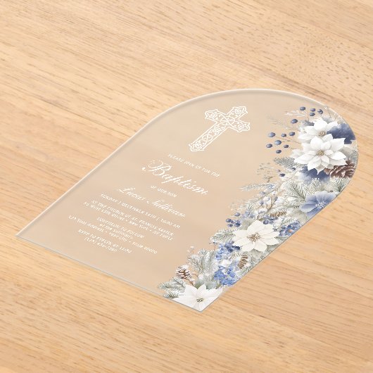 Winter Baptism Frosted アクリル招待状 (レイダウン)