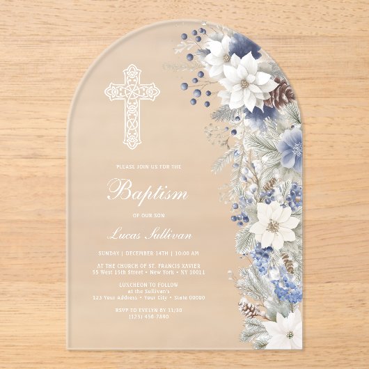 Winter Baptism Frosted アクリル招待状 (正面)