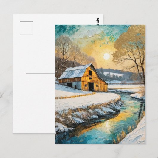 winter barn along the Stream ポストカード (正面/裏面)