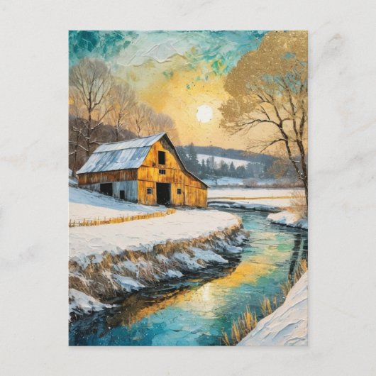 winter barn along the Stream ポストカード (正面)