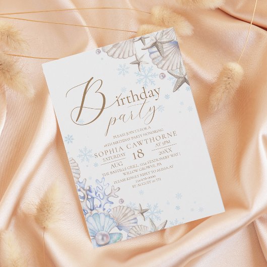 Winter Beach Theme 18th Birthday Party 招待状