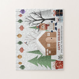 Winter bear and trees Happy holidays Christmas ジグソーパズル