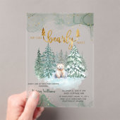 Winter Bear Bearly Wait ベビーシャワー  アクリル招待状 (インサイチュ (ポータブル))
