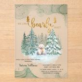 Winter Bear Bearly Wait ベビーシャワー  アクリル招待状 (正面)
