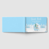 Winter Bear Blue Sleigh Baby Shower ゲストブック (全面)