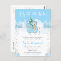 Winter Bear Blue Sleigh Baby Shower