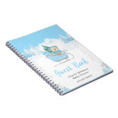 Winter Bear Blue Sleigh Baby Shower Guest Book ノートブック (右側)