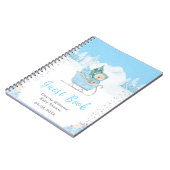 Winter Bear Blue Sleigh Baby Shower Guest Book ノートブック (左側)