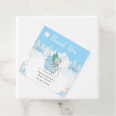 Winter Bear Blue Sleigh Baby Shower Thank You フェイバータグ (インサイチュ)