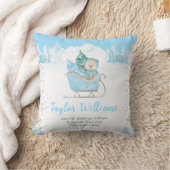 Winter Bear Blue Sleigh Birth Statistics クッション (ブランケット)