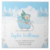 Winter Bear Blue Sleigh Birth Statistics タイル (正面)