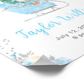 Winter Bear Blue Sleigh Birth Statistics ポスター (角)