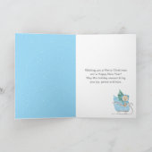 Winter Bear Blue Sleigh Merry Christmas シーズンカード (内部)