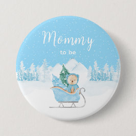 Winter Bear Blue Sleigh Mommy To Be 缶バッジ