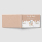 Winter Bear Brown Sleigh Baby Shower ゲストブック (全面)