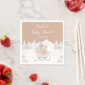 Winter Bear Brown Sleigh Baby Shower スタンダードカクテルナプキン (インサイチュ)