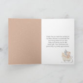 Winter Bear Brown Sleigh Baby Shower Thank You サンキューカード (内部)