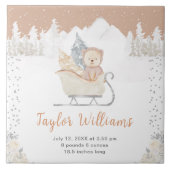 Winter Bear Brown Sleigh Birth Statistics タイル (正面)