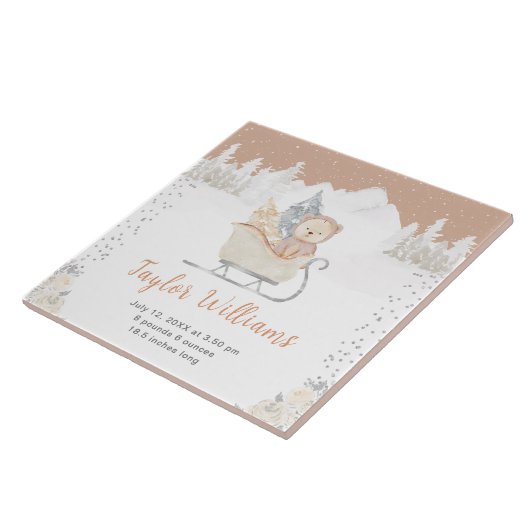 Winter Bear Brown Sleigh Birth Statistics タイル (側面)