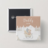 Winter Bear Brown Sleigh Daddy To Be 缶バッジ (正面&裏面)