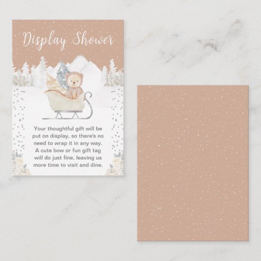 Winter Bear Brown Sleigh Display Shower エンクロージャーカード (正面/裏面)