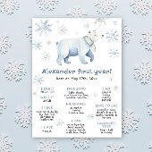 Winter Bear First Birthday Milestone Birthday ポスター