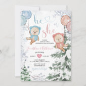 Winter Bear Genderが雪片を明らかにする 招待状 (正面)