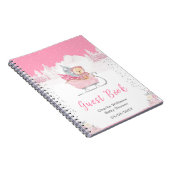 Winter Bear Pink Sleigh Baby Shower Guest Book ノートブック (右側)